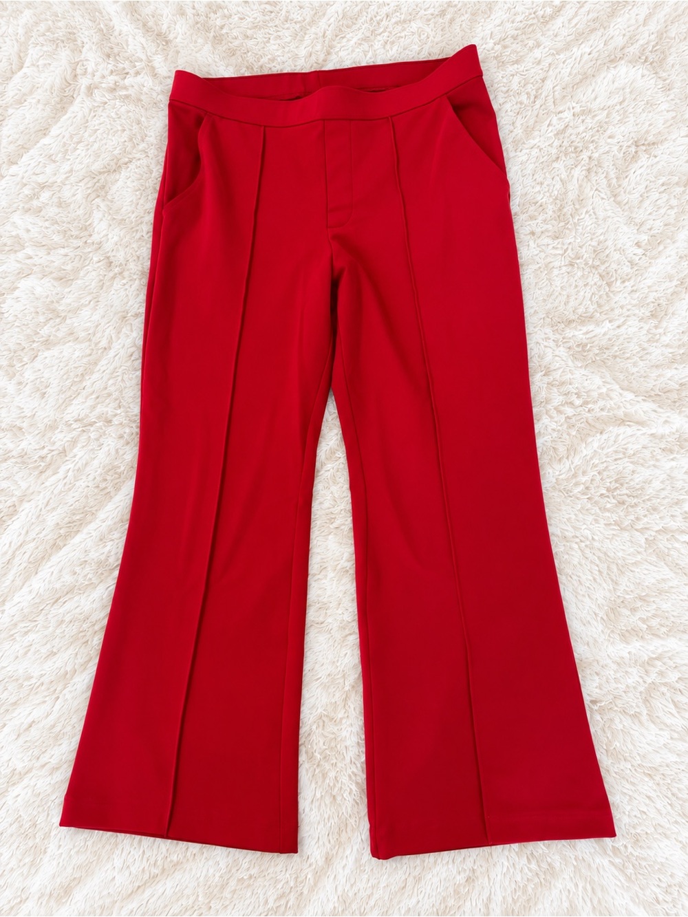 Time and Tru Red Ponte Flared Ankle Pants